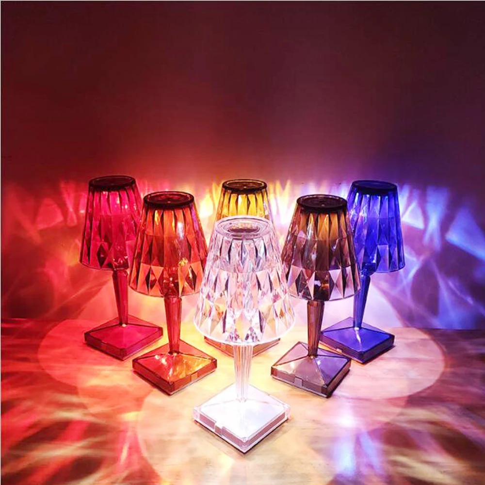 Acrylic Diamond Desktop Touch LED Night Light Crystal Table LED Bedside Lamps Lighting Decor For Bedroom Living Room Desk Light