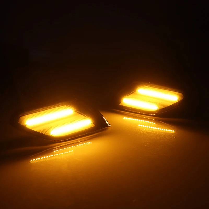2Pcs Car Amber LED Front Bumper Side Marker Turn Signal Blinker Light For Jeep Wrangler JL 2018-2021 Gladiator JT 20-21