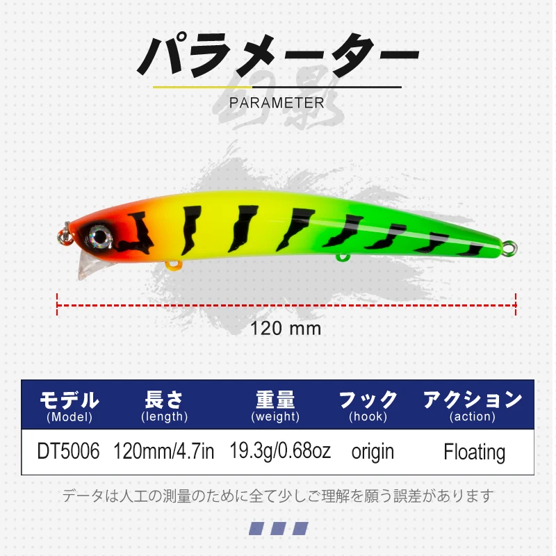 D1 Fishing Minnow Long Casting Saltwater Floating Shallow Diver DT5006 Laser Hard Wobblers Japan for Seabass Fishing