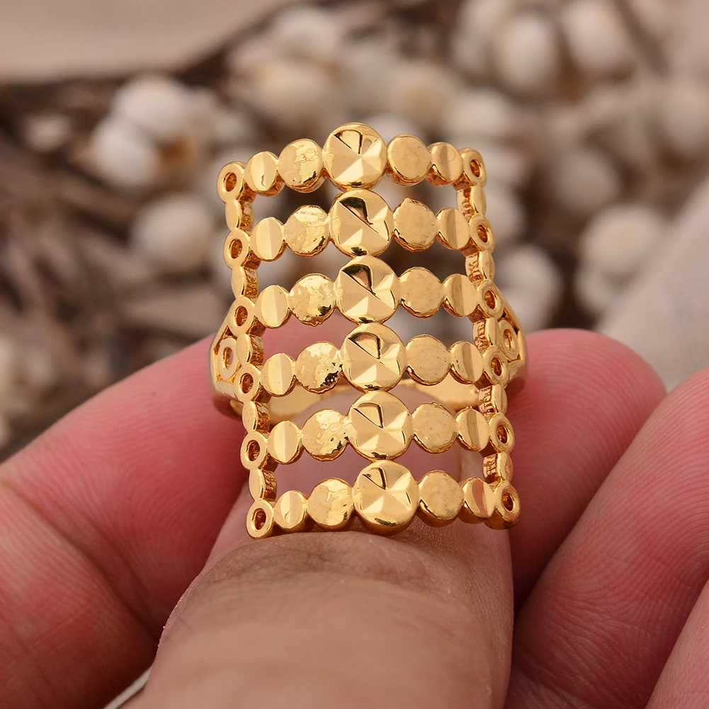 Dubai Rings For Women Middle East Gold Color Ring Ethiopian Bracelets Saudi Arabia   Wedding Jewelry African Gifts