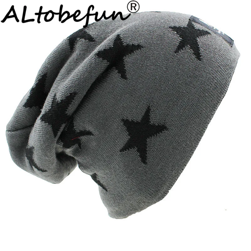 

ALTOBEFUN Мужская зимняя шапка Кепка Skullies шапка со звездами дизайн зимние шапки для мужчин женщин искусственный мех теплая вязаная шапка BHT034