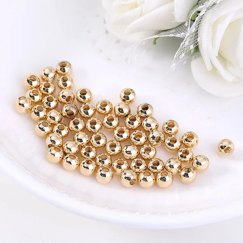 1Pack/lot 2/3/4/5/6mm Brass Spacer Beads Rose Gold/Silver Color Ball Loose Charm Beads for Bracelet Necklace DIY Jewelry Making