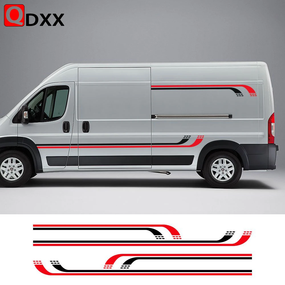 4PCS/Lot Car Door Stickers For Ford Transit Custom Camper Van Motorhome Long Stripes Graphics Tuning Accessories