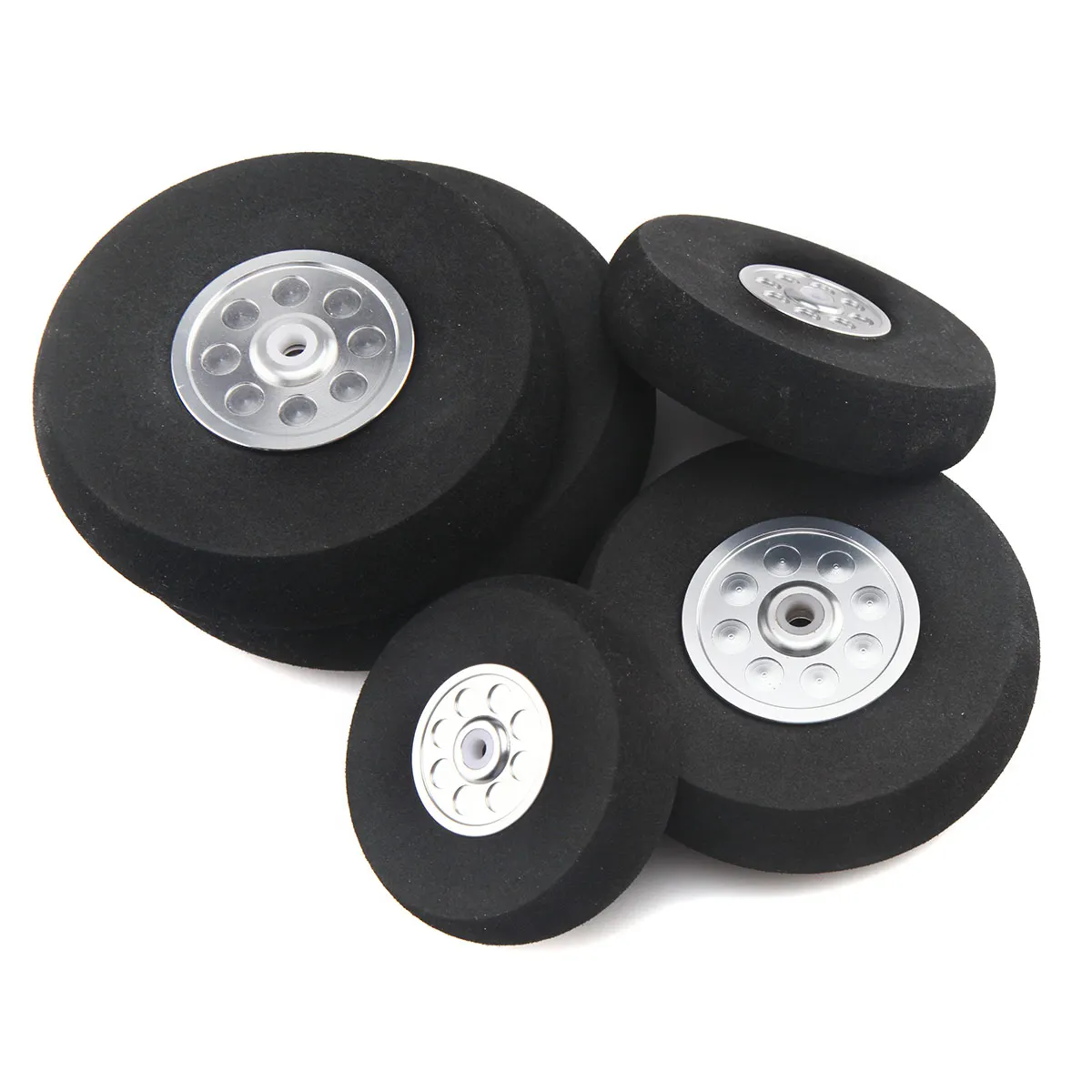 1 Pair 3/3.5/4/4.5/5/6/7/8 inch Sponge Wheel with Dia-Casting Aluminum Hub for RC Airplane Parts