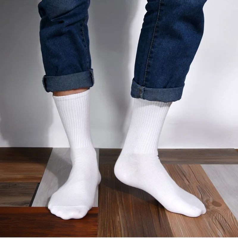 Solid Color Men Socks Cotton Harajuku Colorful Mid Socks Business Mens Standard 1 Pair White Black Drop Ship Gifts for Men