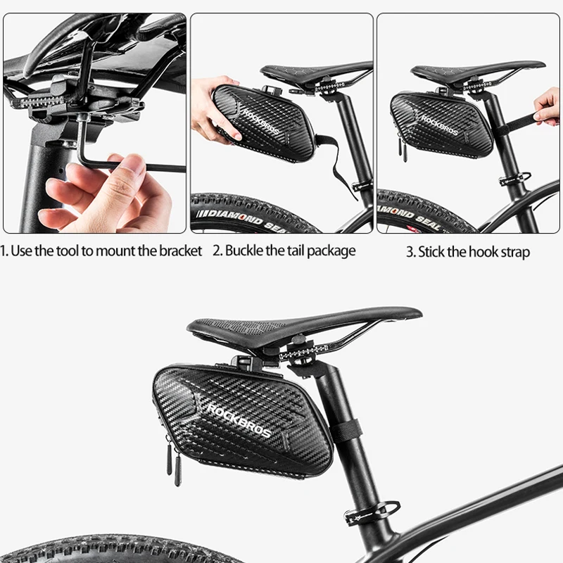 ROCKBROS MTB Bicycle Saddle Bag Shell Rainproof Reflective Shockproof Cycling Bike Tube Rear Tail Seatpost Bag Bike Accessories