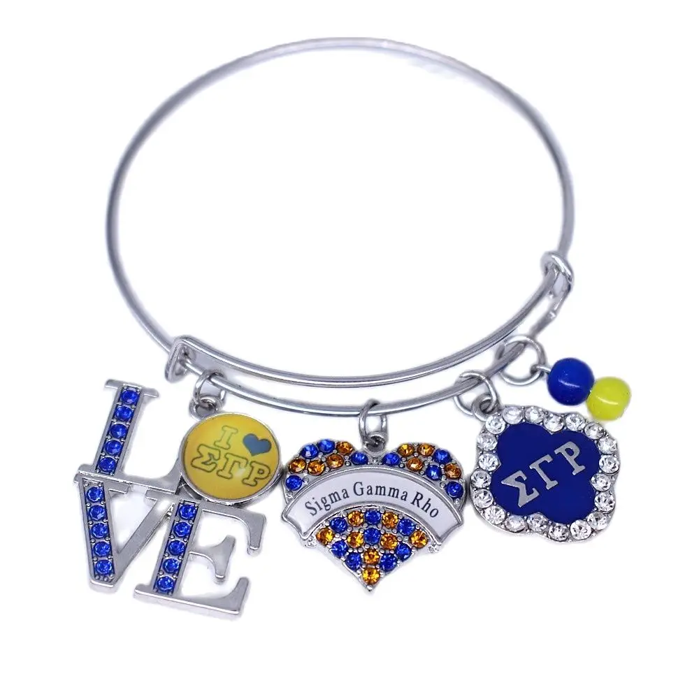 Greek Life Letter Sigma Gamma Rho Bangles Adjustable Sorority Charm Bracelets For School Students Member Gift Souvenir Gifts