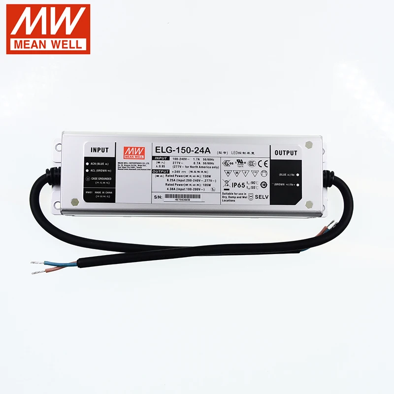 يعني حسنا ELG-150 سلسلة DC12V 24V 36V 42V 48V 150W IP67 للماء واحد الناتج قابل للتعديل LED الإضاءة امدادات الطاقة التبديل