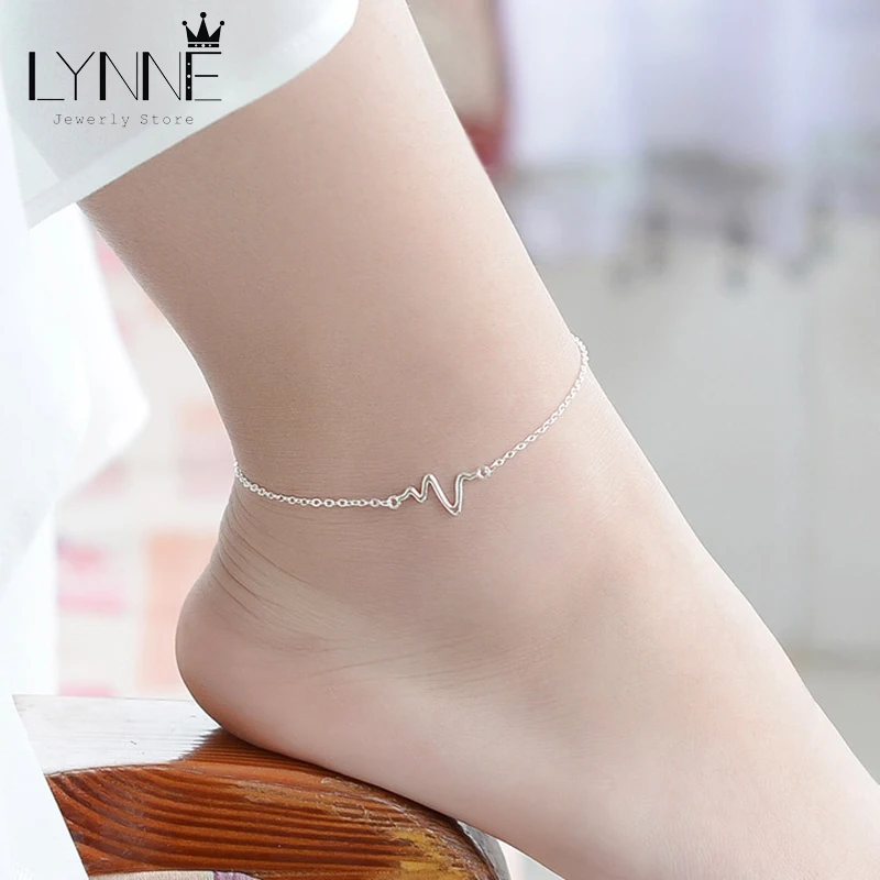 New Sexy Beach Lightning Pendant Anklet 925 Sterling Silver Simple Waves Anklets Bracelets For Fashion Women Foot Chain Jewelry