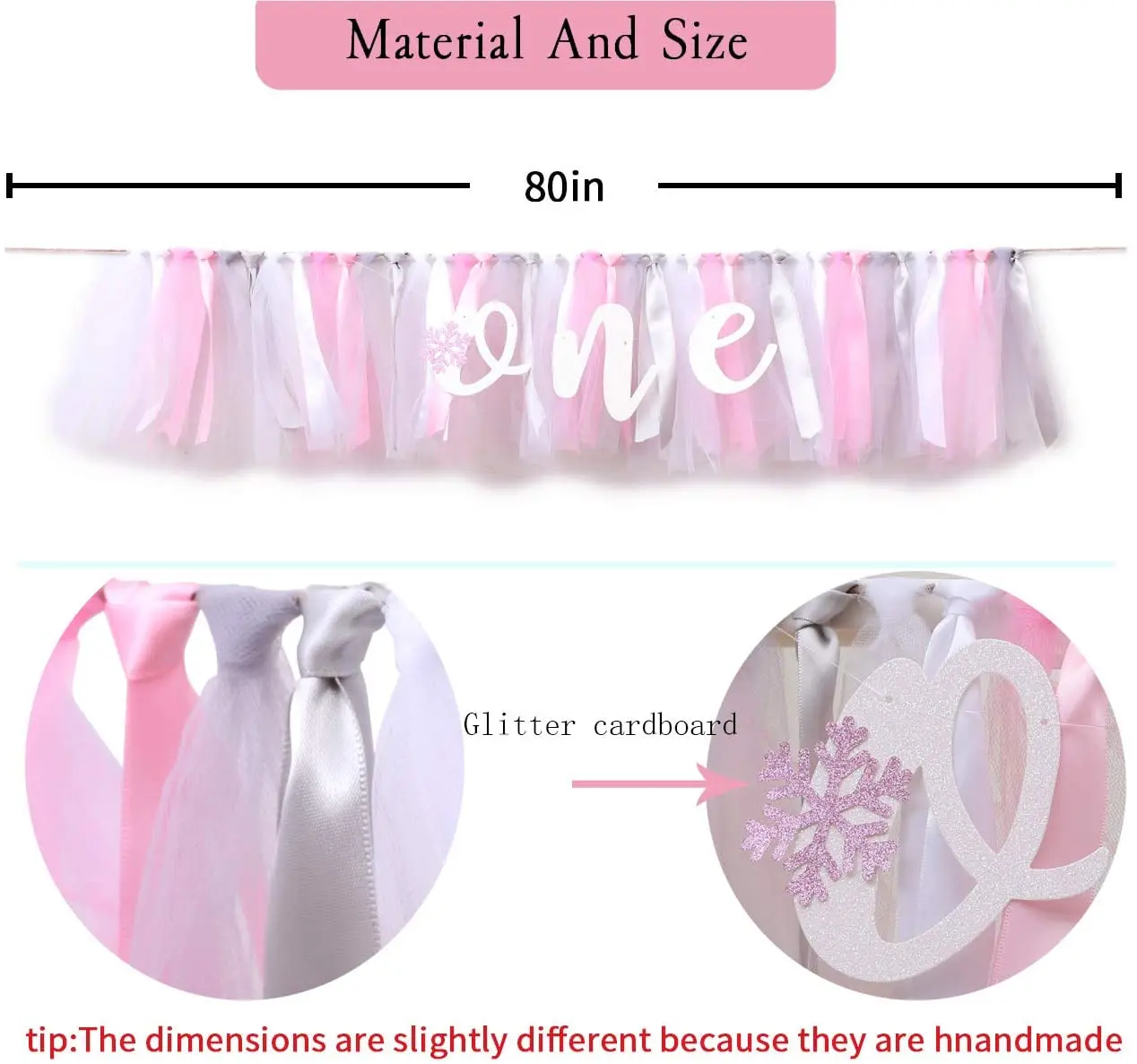 Baby Girl Banner for 1st Birthday - Highchair Banner for First Baby Shower Birthday Decoration Photo Prop Tulle Garland Banner