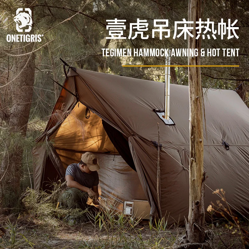 OneTigris TEGIMEN Hammock Awning & Hot Tent Waterproof Outdoor Tarp Canopy Rain Fly Cover Fit 3 people