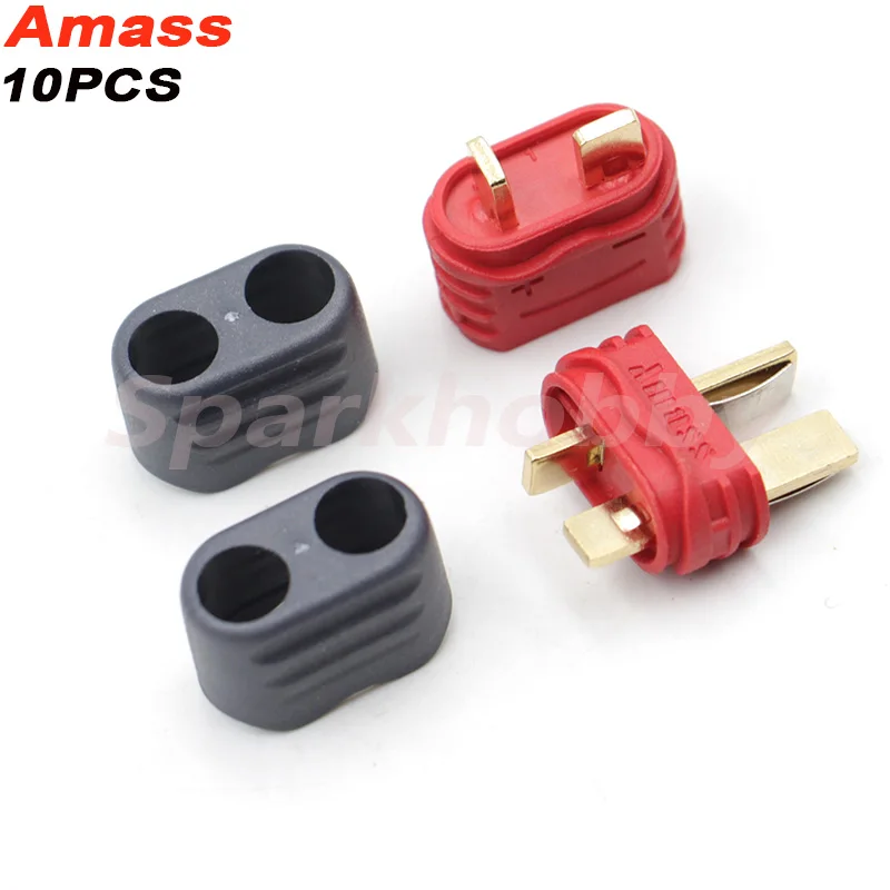 

10PCS/5Pairs Amass new slip T plug connector with sheath 40A high current multi-axis fixed-wing model aircraft Brushless ESC