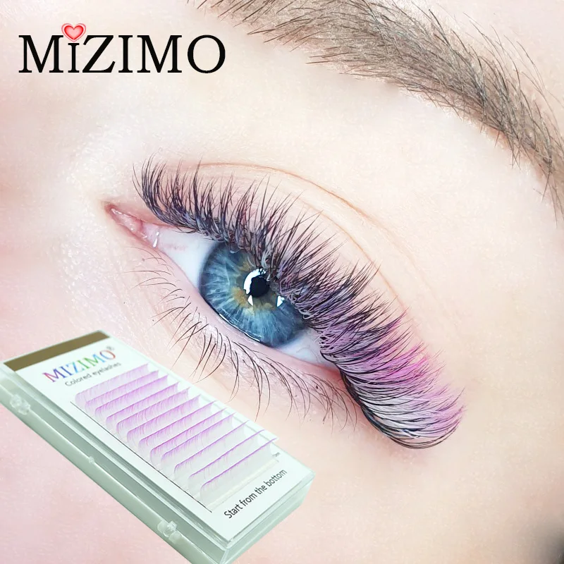 MIZIMO  12 Rows (8-13mm) Of Single Grafted Gradient Color Grafted False Eyelashes Are Mixed With Natural Soft Makeup Tools