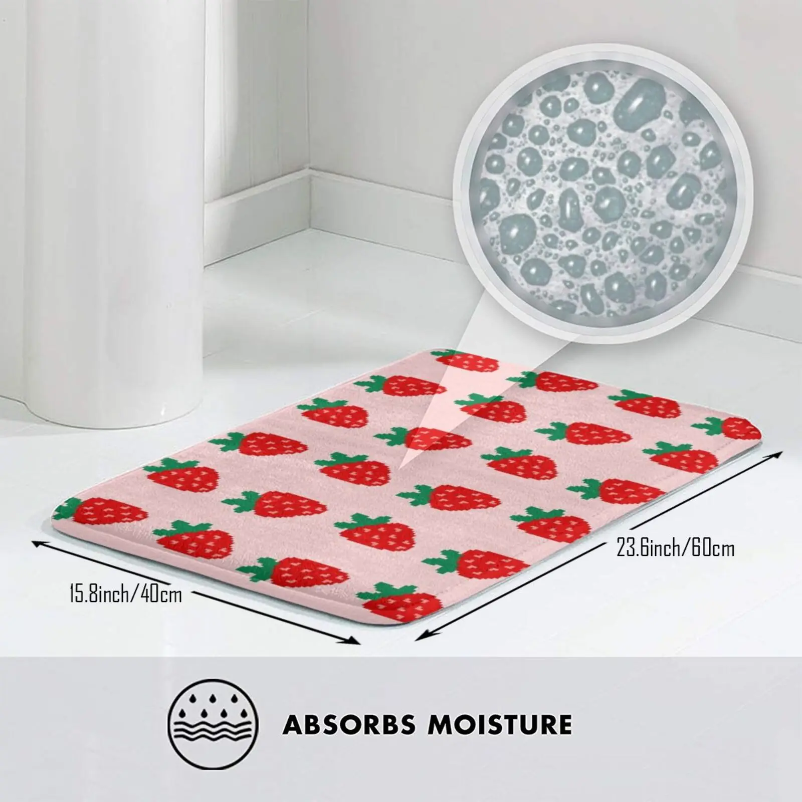 سجادة الفراولة، سجادة مضادة للانزلاق، سجادة أرضية لغرفة النوم، الماس، فن البكسل الماسي #3