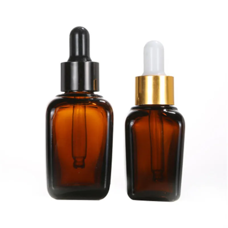 Pipette de réactif en verre ambre, bouteille d\'huiles essentielles, compte-gouttes oculaire, récipients vides d\'aromathérapie, 10ml 20ml 30ml 50ml