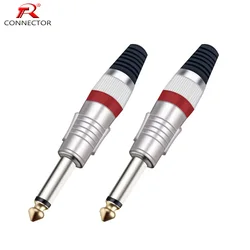 Mono sophomore core Jack 6.35mm with gold plated 7colors Audio Connector 6.35 mm Plug