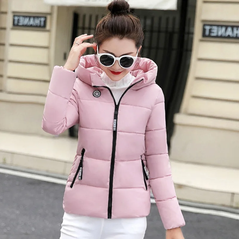 Women Winter Parkas Hooded Thick Warm Short Coat Elegant Slim Cotton Padded Jacket Korean Casual Outwear Female Clothes Street