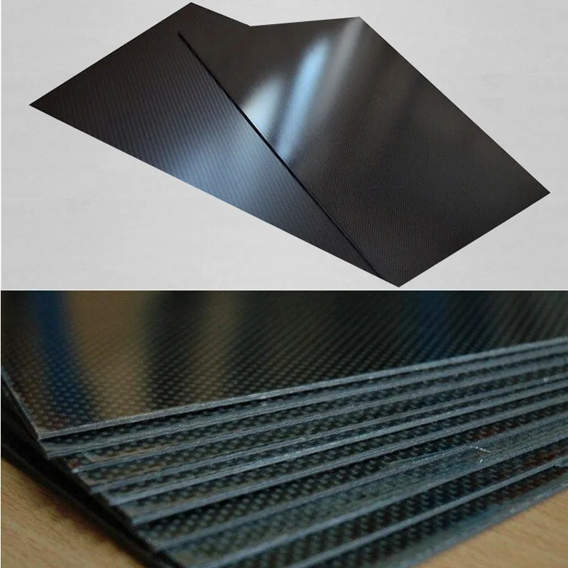 300 X 200MM 250X250MM Glossy 3K Pure Carbon Fiber Sheet Plate 0.5/1.0/1.5/2.0/3.0/4.0/5.0mm High Composite Hardness RC Material