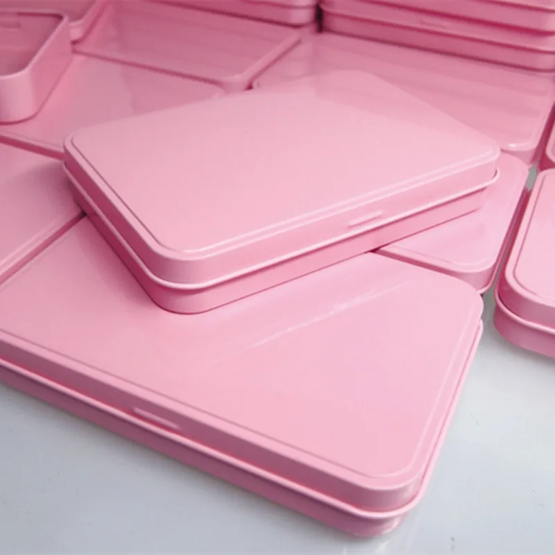 Pink Metal Case Cosmetic Packing Box, Tin Box, Water Color Box, Eye Shadow Metal Case, Promotional Gift, 133x88x20mm