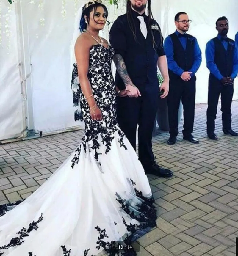 Vestido De novia De sirena árabe personalizado, escote en forma De corazón, Apliques De encaje negro, vestido De novia Sexy con espalda descubierta, Vestidos De novia 2025