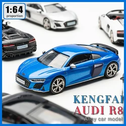 KENGFAI-Audi R8 Diecast Modelo De Liga De Carro, Sportcar Miniatura, Veículo De Metal, Puxar Presentes, 1:64