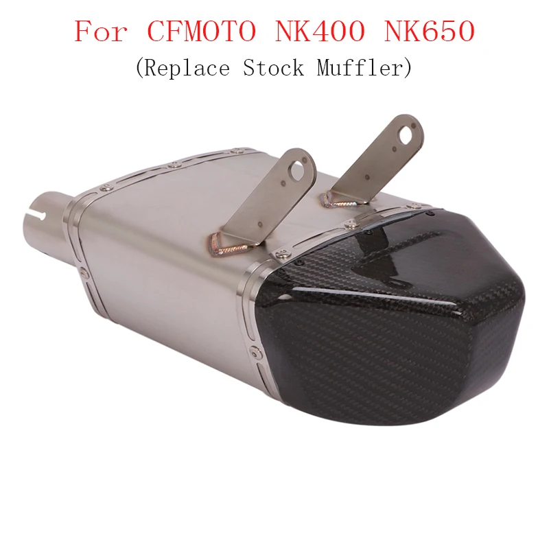 Motorcycle Exhaust Muffler Carbon Slip on Exhaust System Pipe Escape Tip Replace Stock Muffler for CF-MOTO 400NK 650NK