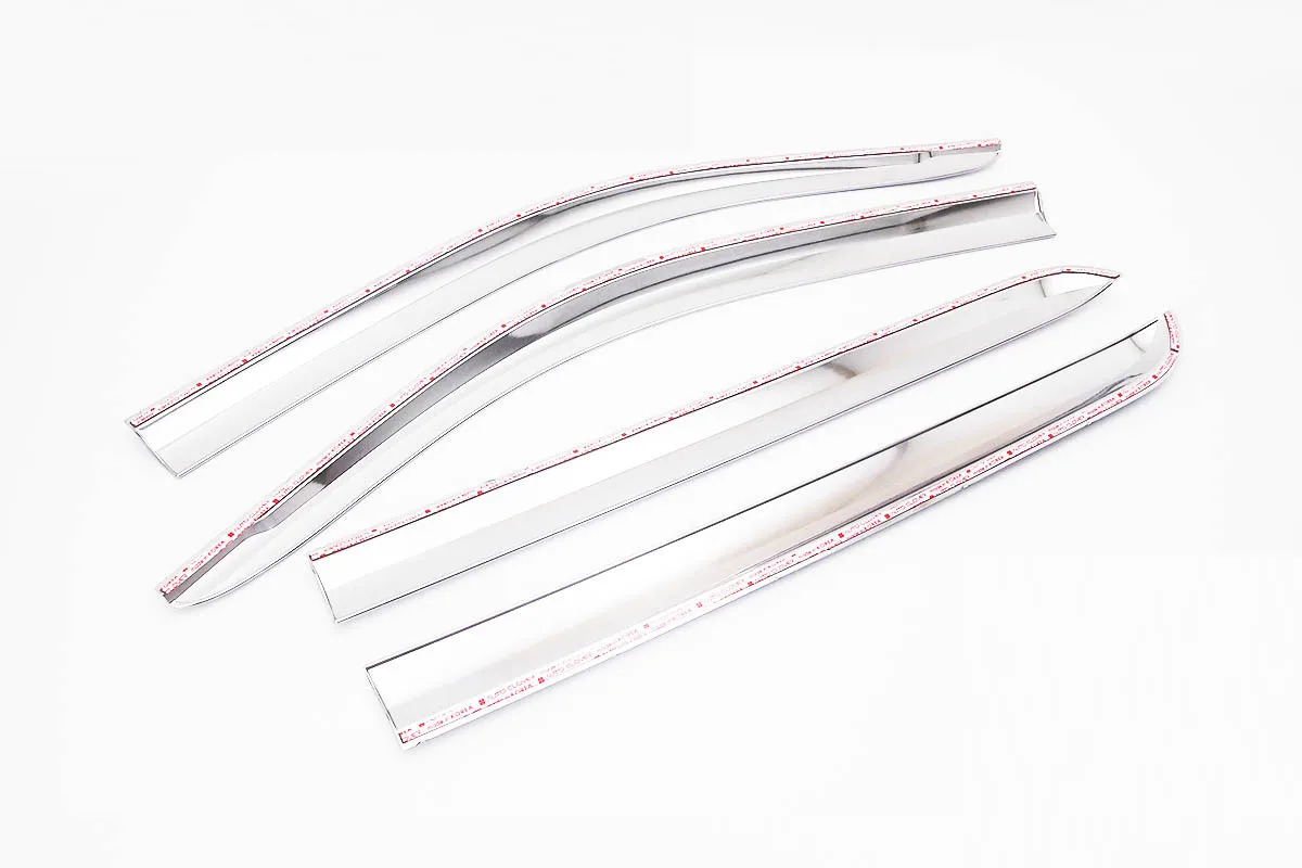 Chrome door visor side window deflector shade sun rain shield silver trips eaves for Hyundai i10 grand 2013