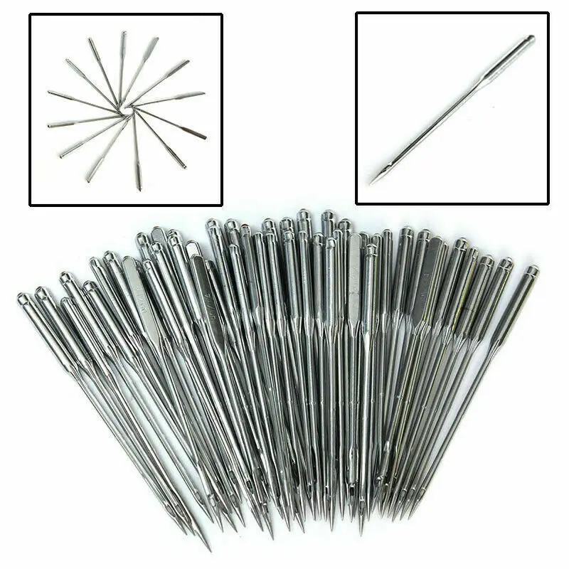 50Pcs Old fashioned Household Flat Sewing Machine Needles Craft Assorted Set Universal Fitting 130/705H, HAx1,15x1Type Accessori