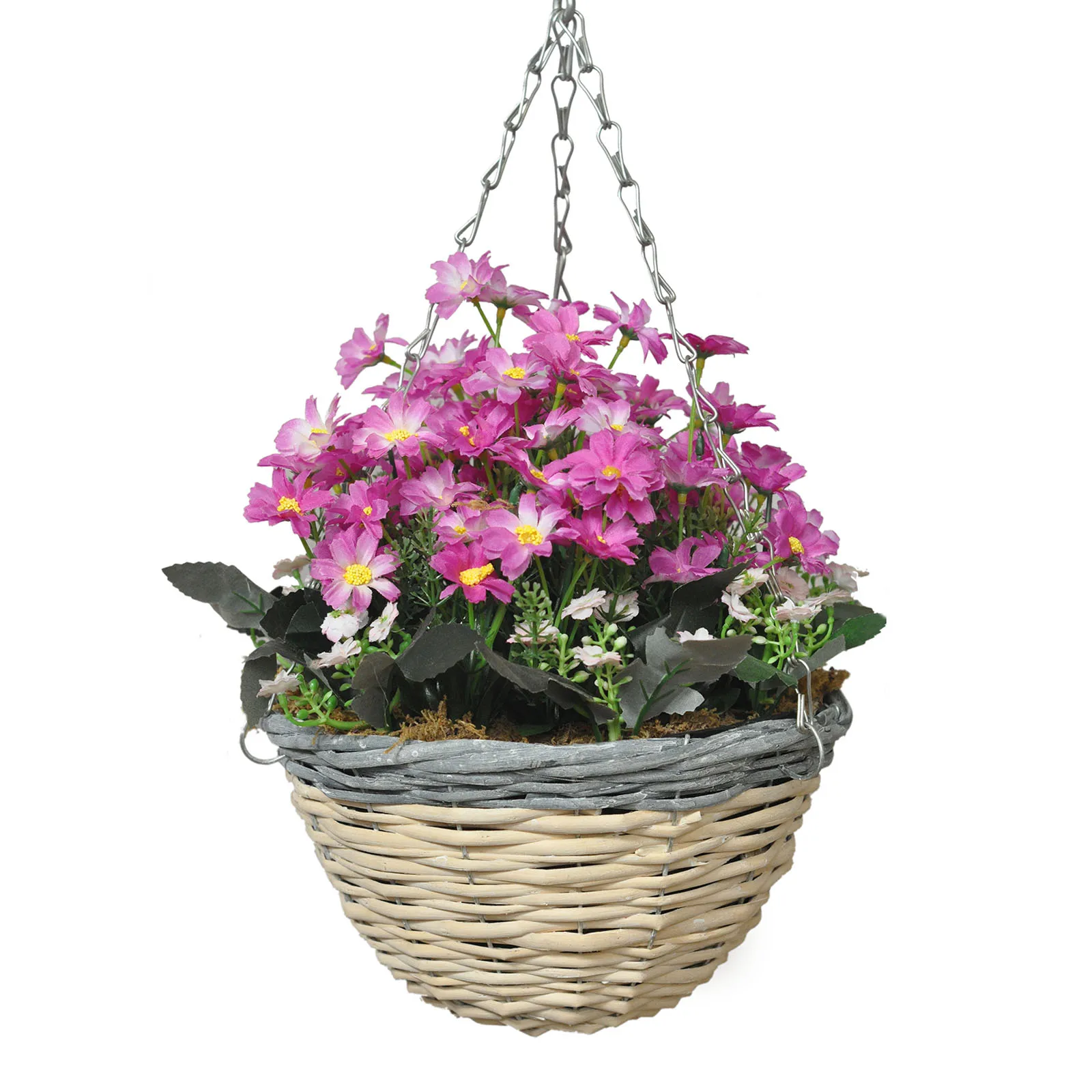 Flower Pot Basket With Chain Garden Decoration Hanging Planting Baskets Outdoor Indoor Rattan Woven Decorative Flowerpot