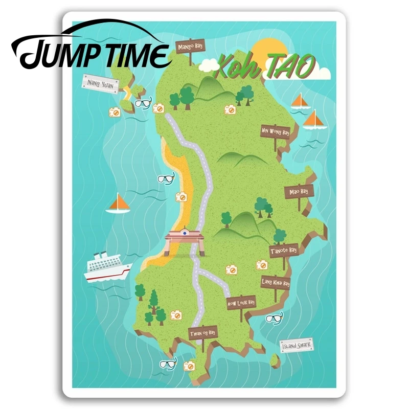 Jump Time for Koh Tao Vinyl Stickers Thailand Travel Sticker Laptop Luggage Bumper Trunk Window Decal Car Accessories