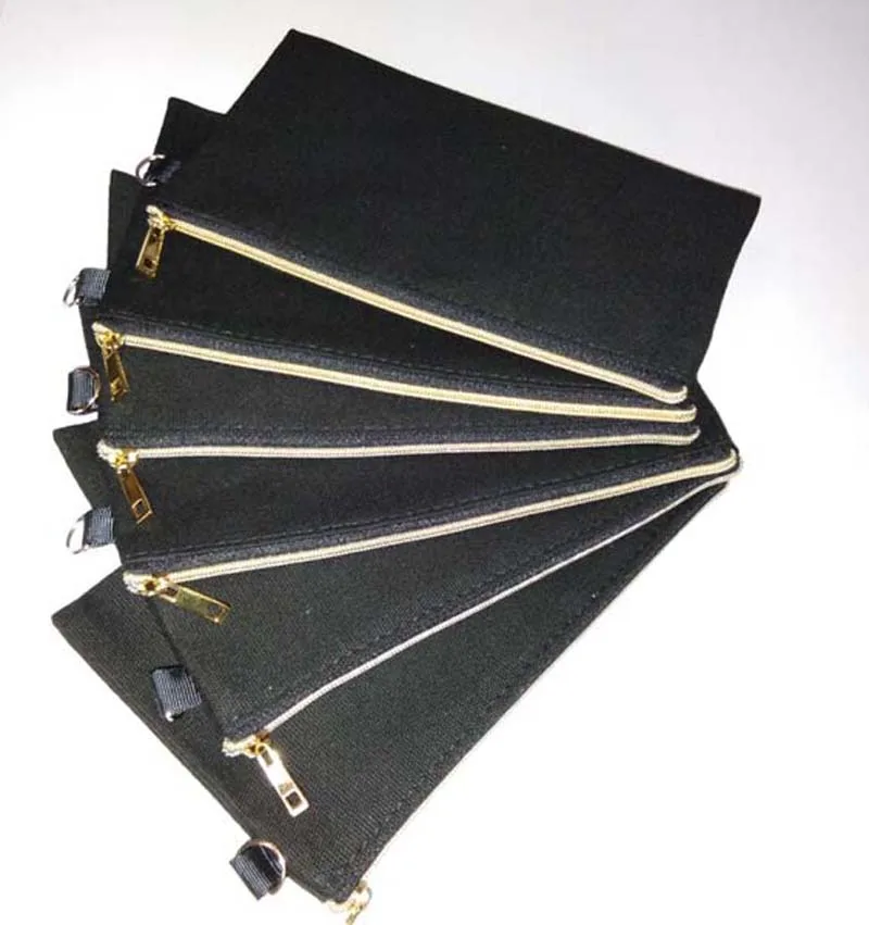 10pcs Cosmetic Bags  Gold zipper Cotton Canvas  DIY Blank Plain Phone Clutch Pencil  Bag