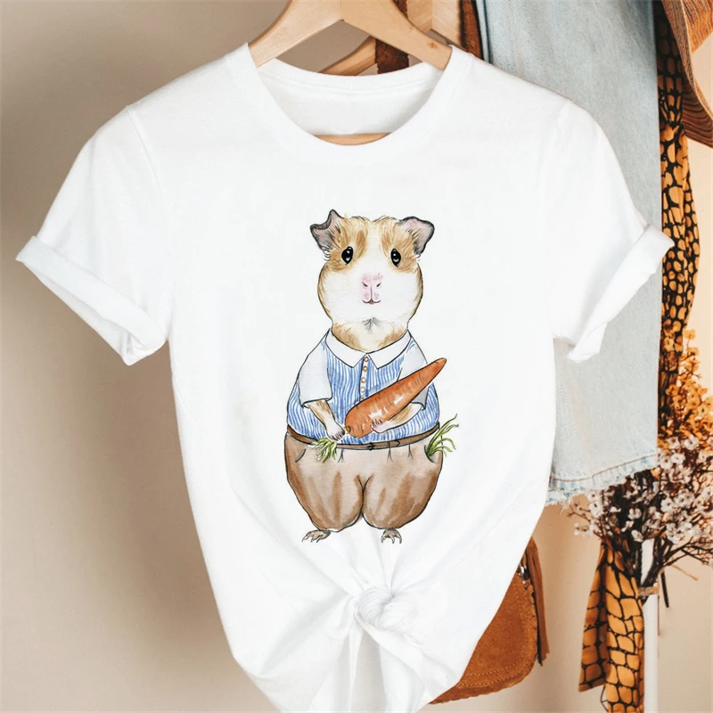 Cartoon Konijn Grafische T-shirt Vrouwen Bloem Korte Mouw Zomer Mode Print Vrouwelijke Kleding Tops Tees T-shirt Dropshipping Shirt