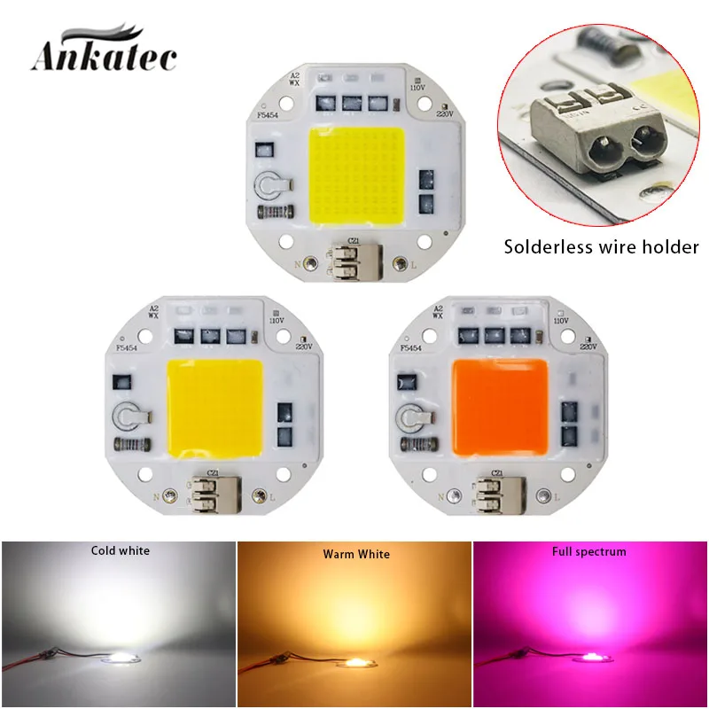 Moduł LED COB Chip AC110V 220V 20W 30W 50W nie ma potrzeby sterownik dla DIY oświetlenie do uprawy pełne spektrum 380-780nm roślin sadzonka kwiat