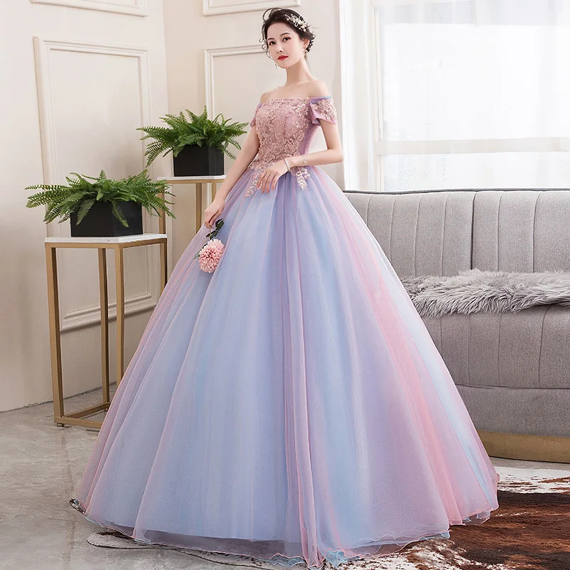 Vestidos de quinceañera 2023, Vestidos Vintage sin hombros para fiesta de graduación, vestido de baile de lujo con encaje bordado de tul, Vestido largo de anfitrión