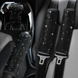 Black Diamond Crystal Car Gear Shift Cover Rhinestone Auto Shifter Hand Brake Cover Bling Car Interior Accessories Decorate