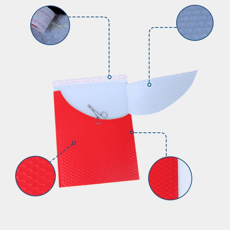 28x37cm 레드 버블 메일러 패딩 봉투 방수 배송 봉투 셀프 씰 포장 봉투, 폼 패딩 메일링 백, 20 개입