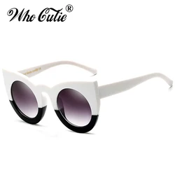 WHO CUTIE 2024 Round Cat Eye Sunglasses Women Brand Designer 90S Vintage White Black Female Cateye Sun Glasses Shades 360