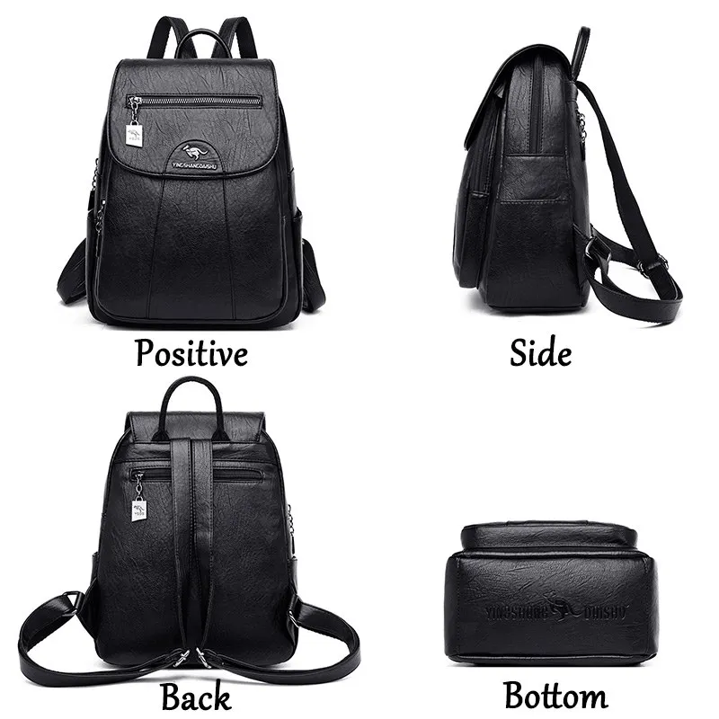 Simple Style Women PU Leather Backpack Women Famous Brand School Backpacks For Girls Daypacks Ladys Backpack Mochila Feminina