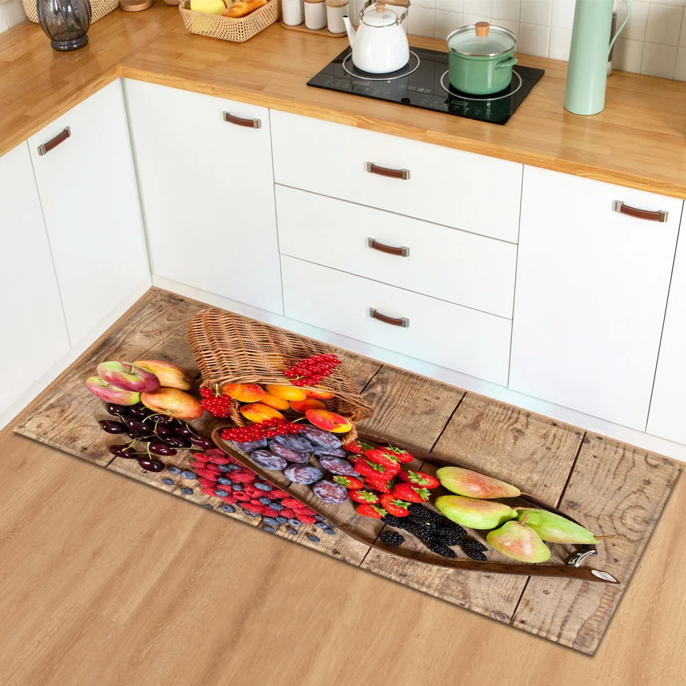 Fruit Pattern Kitchen Rug Home Entrance DoorRug Bedroom Living Room Decoration Floor Carpet Hallway Balcony Bath Anti-Slip Rug