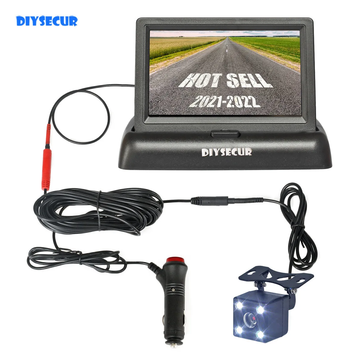 

DIYSECUR 4.3" Foldabl TFT LCD Car Monitor Vehicle Rear View Reverse Backup Car LED Camera Video Parking System Easy Installation