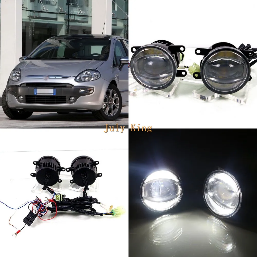 

July King 1600LM 24W 6000K LED Q5 Lens Fog Lamp +1000LM 14W Day Running Lights DRL Case for Fiat Puntto EVO 2010-12