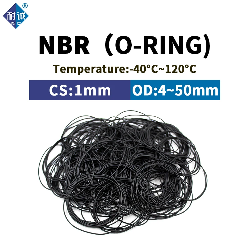 NBR O Ring Seal Gasket Thickness CS1mm OD4-50mm Oil and Wear Resistant Automobile Petrol Nitrile Rubber O-Ring Waterproof Black