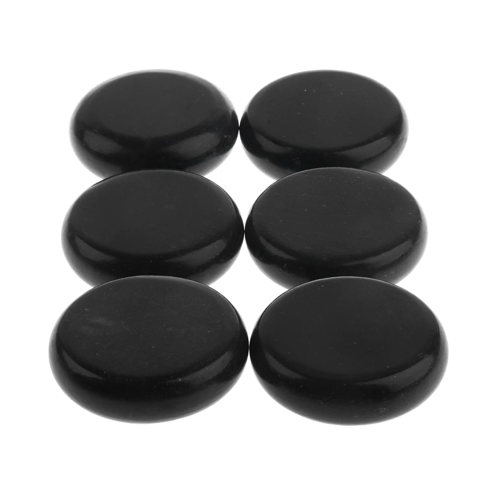 6 Pcs Massage Stones Massage Lava Natural Stone Set Hot Spa Rock Basalt Stone for Relaxation and Body SPA, 6 x 6cm