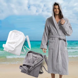 Men Winter Bathrobe Hooded Thick Warm Luxury Plus Size Towel Fleece Mens Bath Robe Women TV Pullovers Robes Sleeved Nightgowns