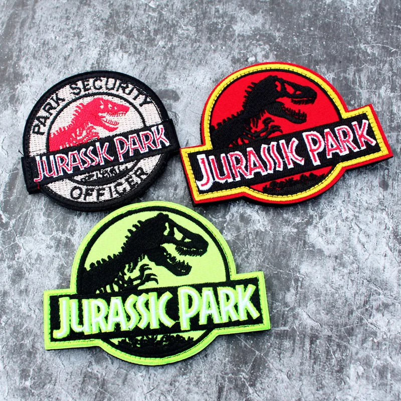 Jurassk公園刺繍パッチ年齢ため恐竜戦術的なバッジの服バックパックベルクロジャケットdiyステッカーアプリケーション