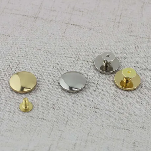 Imagen 2 del producto Pinzas de cabeza redonda grande de 15mm, tornillo para capa fina en bolsos de moda, adornos de cinturones de monedero, 10-50-200 piezas