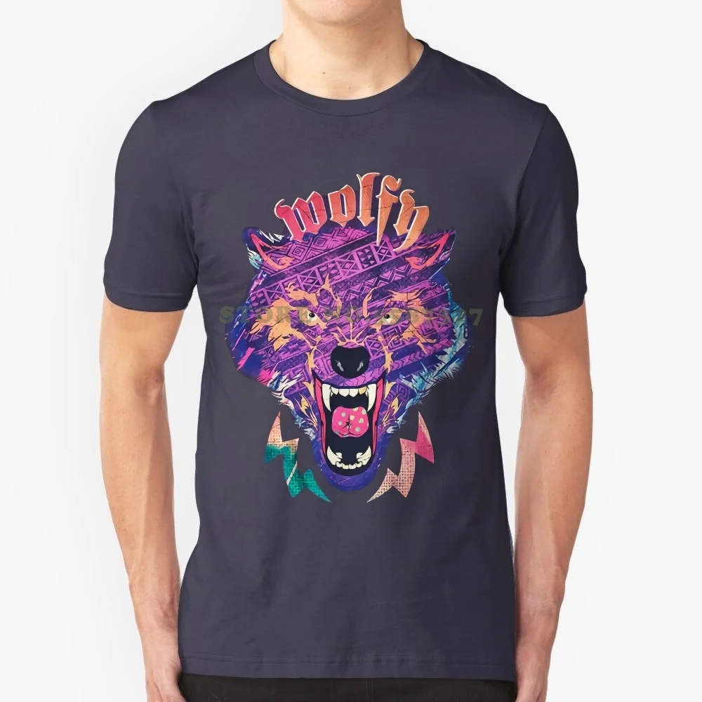 Wolfy Wild Funky Psychedelic Lighting Bolt Animal Dtg Mens T Shirt Tees Pride Of The Creature T Shirts