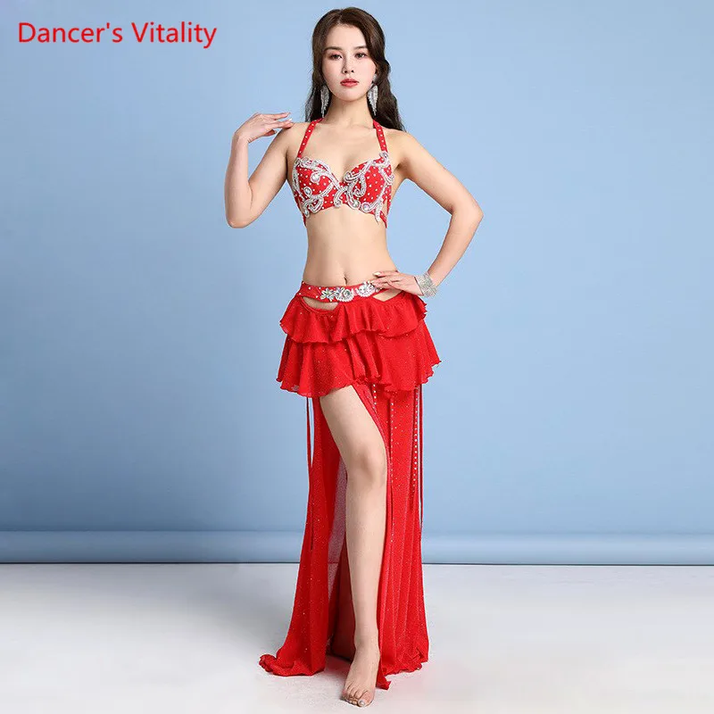 

Belly Dance Suit Diamond-Studded Bra Sequins Fishtail Skirt Performance Clothes Set Female Adult High-end Competition Clothing