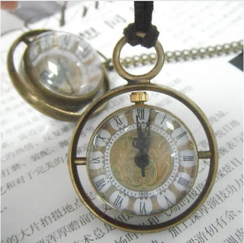 20pcs/lot DHL Free Antique Glass Ball Men Necklace Mechanical Skeleton Pocket Watch Gift