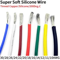 Cable de goma de silicona súper suave de 2M/5M 30 28 26 24 22 20 18 16 15 14 13 12 11 10 AWG, cables flexibles para iluminación LED DIY, Cable de cobre
